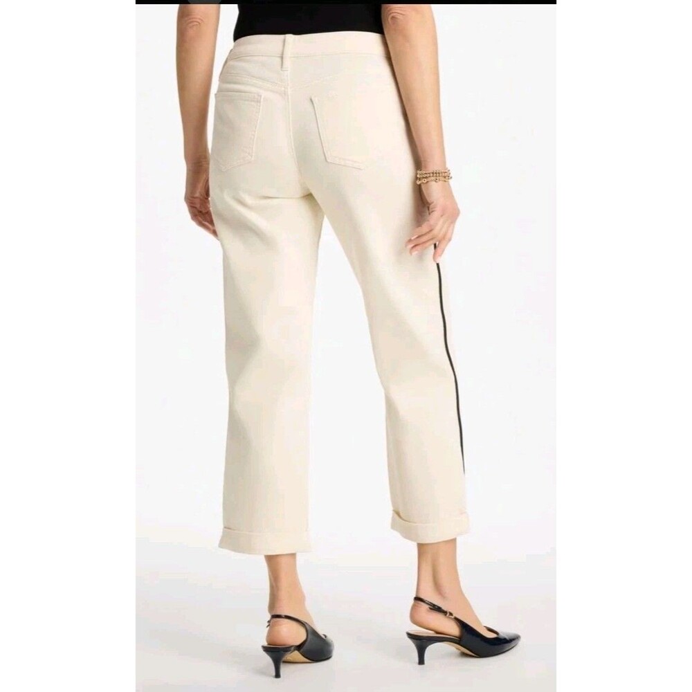 NWT Chico’s Boyfriend Crop Jeans Cream Denim Stretch Pants Piping Detail 2 US 12 - Picture 15 of 15